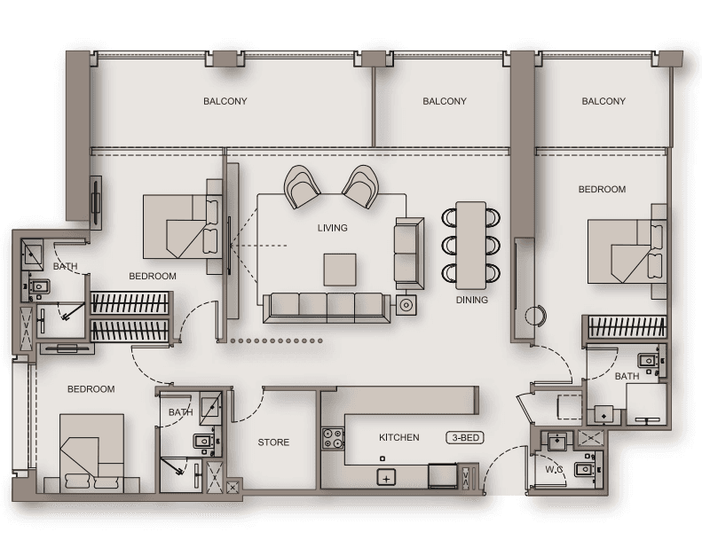  - 3 Bedroom – Type 1