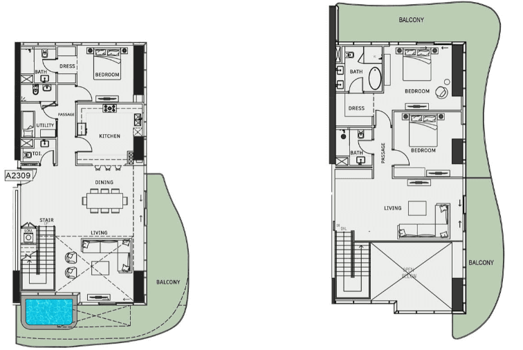  - 3 Chambres – Type 9 (Appartements Duplex)