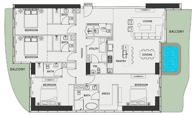  - 4 Bedroom Type 2 (Penthouse)