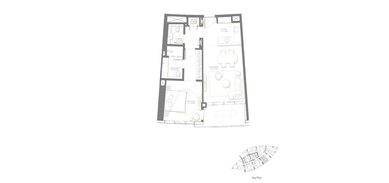  - 1 Bedroom	- Level-16	Apartment