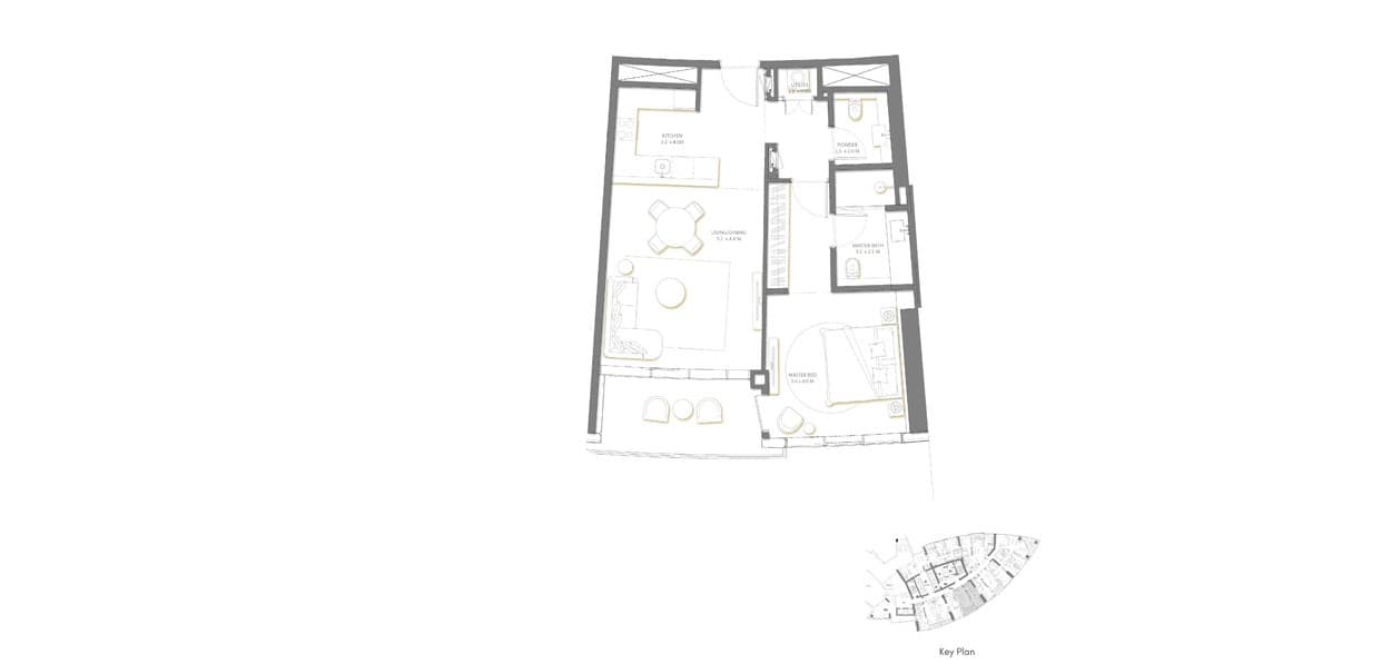  - 1 Bedroom	-  Level-14 	-  Apartment