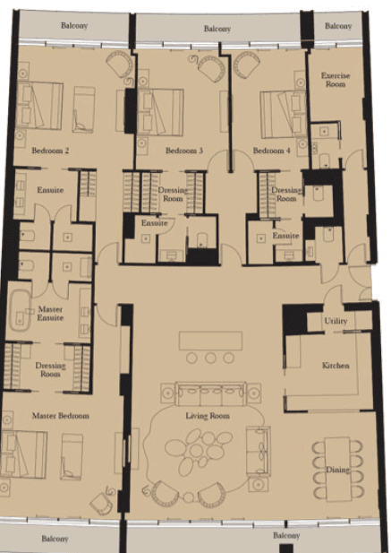  - 4 Bedroom Type 1 (Apartment)