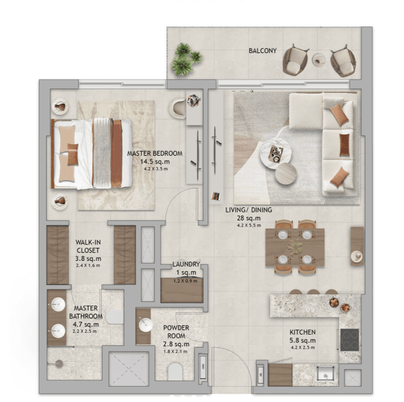  - 1 Bedroom ( Apartment )
