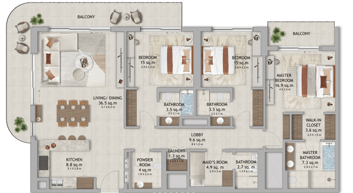  - 3 Bedroom ( Apartment )